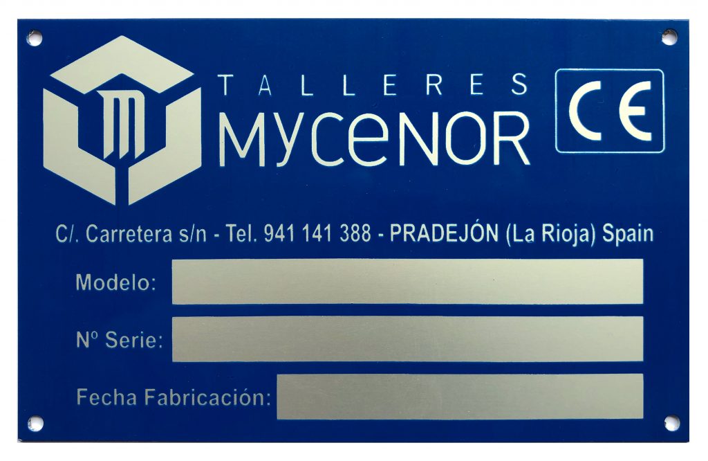 Chapa Certificación CE - Talleres MYCENOR S.L.